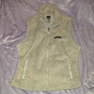 Womens Patagonia Cream Fleece Zip-Up Vest L